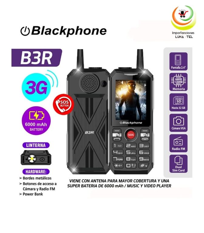 CELULAR BLACKPHONE B3R 3G CON RADIO INALAMBRICA BATERIA DE 6000MAH