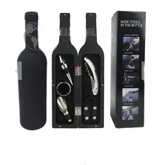 GENERICO - Set Completo de Sacacorchos para Vino en Color Negro