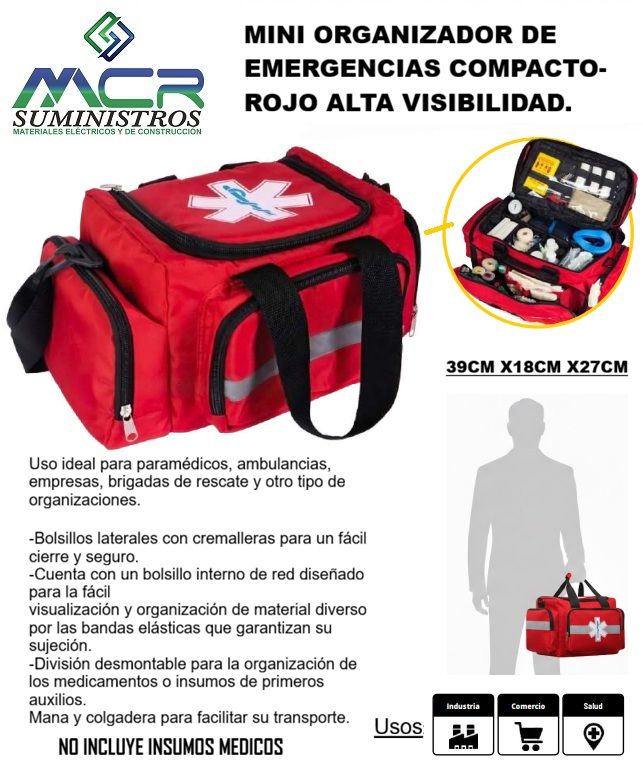 MINI ORGANIZADOR O MALETIN DE EMERGENCIA COMPACTO-ROJO ALTA VISIBILIDAD