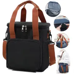 GENERICO - Lonchera Térmica Impermeable de gran capacidad con correa - Negro