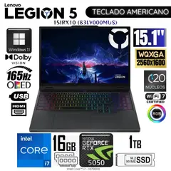 LENOVO - Laptop Legion 5 15IRX10 Intel Corei7-14700HX 16GB RAM 1TB SSD 15.1 " WQXGA RTX5050-8GB - 83LY000MUS