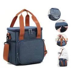 GENERICO - Lonchera Térmica Impermeable de gran capacidad con correa - Azul