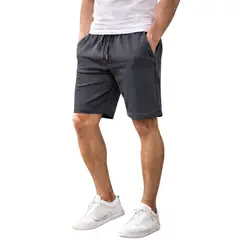 ENKI - Short Hombre French Terry Plomo Deportivo Urbano
