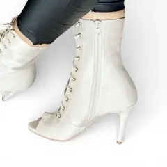 GENERICO - Botin Mujer Hells Para Baile 1299-85 Satinado Taco 9 Color Blanco