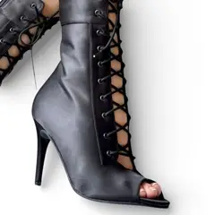 GENERICO - Botin Mujer Hells Para Baile 1299-85 Satinado Taco 9 Color Negro