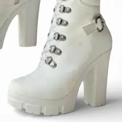 GENERICO - Botin Mujer Kami 1299-75 Taco 9 Con Plataforma 2 Color Blanco