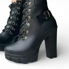 GENERICO - Botin Mujer Kami 1299-75 Taco 9 Con Plataforma 2 Color Negro