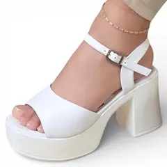 GENERICO - Sandalia Mujer 1299 - 60 Planta PU Con Plataforma Color Blanco