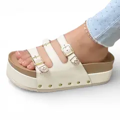 GENERICO - Sandalia Sueco Mujer Plataforma 5 1299-55 Color Blanco