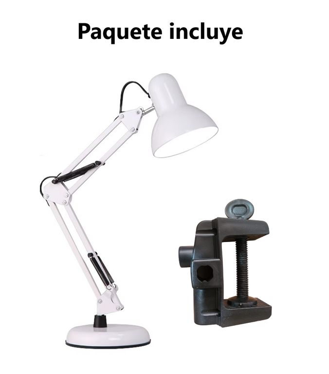 Lampara de Escritorio Plegable de Metal con Clip y base