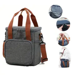 GENERICO - Lonchera Térmica Impermeable de gran capacidad con correa - Gris