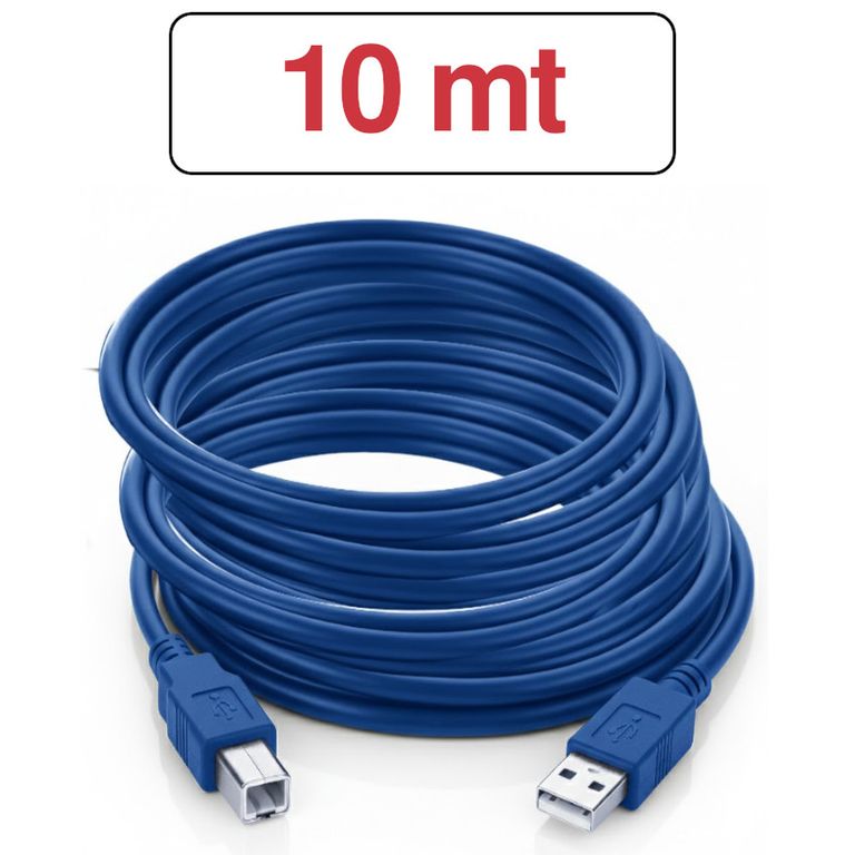 Cable Usb Para Impresora Computadora Epson Hp Canon Xerox Brother 1000cm 10 mt Azul