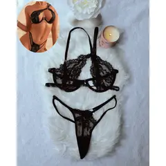 GENERICO - Set de Lencería negro para mujer M - DIANA