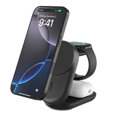 BELKIN - CARGADOR ULTRA CHARGE 3 EN 1 MAGNETICO Y PLEGABLE COLOR NEGRO 25W Qi2