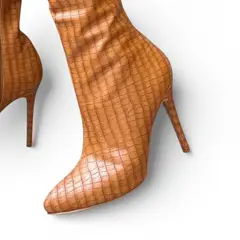 GENERICO - Bota Mujer Leona 1299-95 Labrado Taco Aguja 9 Color Caramelo