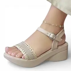 GENERICO - Sandalia Mujer Almu 1299 - 50 Taco 5 Color Beige
