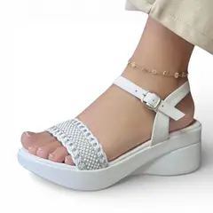 GENERICO - Sandalia Mujer Almu 1299 - 50 Taco 5 Color Blanco