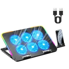 CYBERCOOL - Cooler para Laptop 6 Ventiladores Gamer Enfriamiento de 9" a 15.6" HA-9R