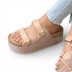 GENERICO - Sandalia Sueco Mujer Plataforma 5 1299-55 Color Nude