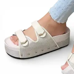 GENERICO - Sandalia Sueco Mujer Plataforma 5 1299-55 Color Plata