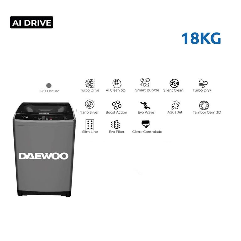 Lavadora 18 KG AI Drive - Gris Oscuro