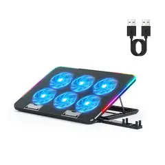 CYBERCOOL - Ventiladores para Laptop 6 Cooler Gamer con Luces RGB 9" a 15.6" HA-9R