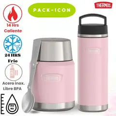 THERMOS - PACK DE TERMOS ICON DE ALIMENTO Y BEBIDA 710ML ROSADO.