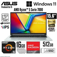 ASUS - Laptop Vivobook Go 15 E1504FA-BQ547 AMD Ryzen 5 7520U 16GB RAM 512GB SSD 15.6" FHD Green Grey