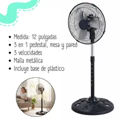 GENERICO - VENTILADOR DE 12 ¨ 3 EN 1 - EK-1201R
