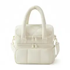 GENERICO - LONCHERA CREMA TÉRMICA PARA ALIMENTOS TIPO PUFFER - DOBLE COMPARTIMIENTO