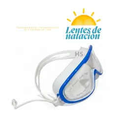OEM - Lentes de Natación con Protección UV y Tapones de Oído - Color azul