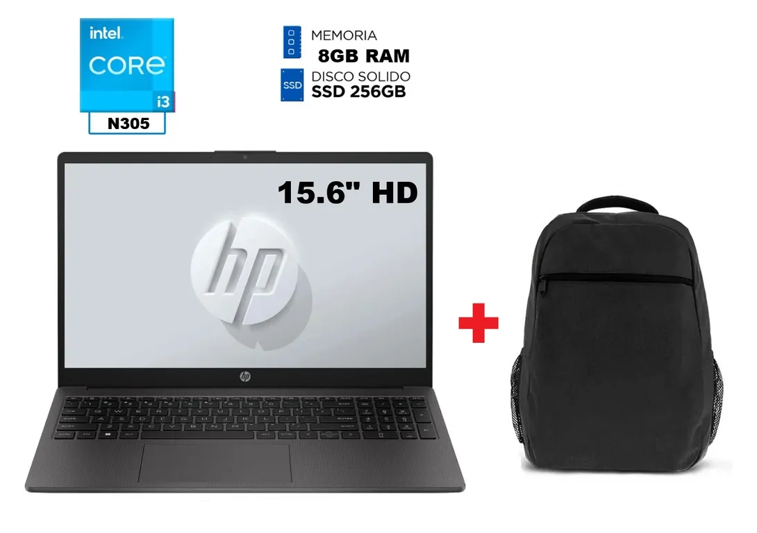 LAPTOP INTEL CORE I3 N305 RAM 8GB 256GB 15.6 PULGADAS HD + MOCHILA