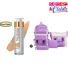 FREZYDERM - Velvet Sunscreen Color Face 50Ml + Mochila 4 en 1 Kawaii Lila