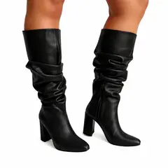SAPATU - BOTAS DE VESTIR MUJER ARRUGADAS SLOUCHY RAQUEL NEGRO