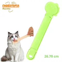 GENERICO - CUCHARA DISPENSADORA EXPRIMIBLE CON TIRA PARA COMIDA HUMEDA DE GATOS LIMON-G