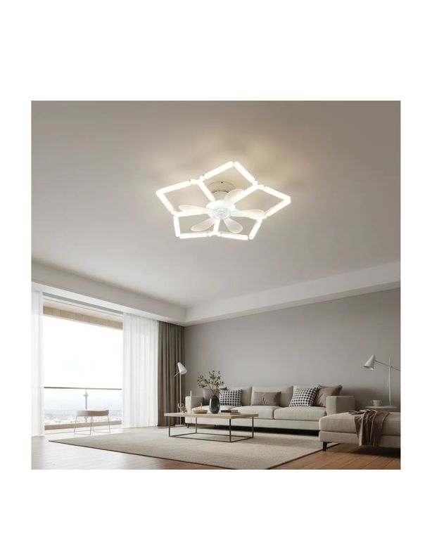 Foco Ventilador Hexagonal Movible Control De Luces Rgb Blanco