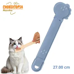 GENERICO - CUCHARA DISPENSADORA EXPRIMIBLE CON TIRA PARA COMIDA HUMEDA DE GATOS ACERO-G