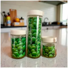 GENERICO - Frascos de almacenamiento de vidrio 3 piezas