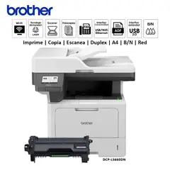 BROTHER - Impresora multifuncional Láser BN DCP-L5660DN Duplex WIFI ADF