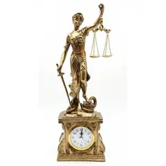 IMPORTADO MC - Escultura dama de Justicia con Reloj color dorado 46 cm