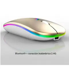OEM - MOUSE RGB INALÁMBRICO RECARGABLE ULTRA LIGERO DPI 600/1200/1600, BLUETOOTH 5.2 Y 2.4 GHZ