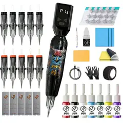 GENERICO - KIT MAQUINA TATUAR TATOO TATUAJE INALAMBRICA BUHO