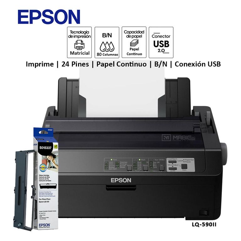 Impresora Matricial LQ-590II USB Paralelo 24 Pines