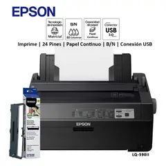 EPSON - Impresora Matricial LQ-590II USB Paralelo 24 Pines