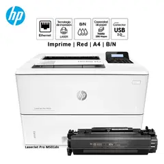 HP - Impresora Láser Monocromática LaserJet Pro M501dn Duplex Red USB