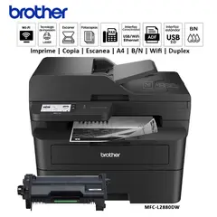 BROTHER - Impresora Multifuncional Laser BN MFC-L2880DW Duplex WIFI ADF