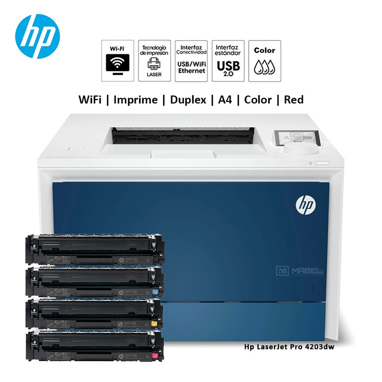 Impresora Láser color LaserJet Pro 4203dw Duplex Wifi USB