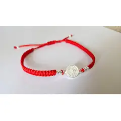 GENERICO - Pulsera Hilo con Dije San Benito de Plata
