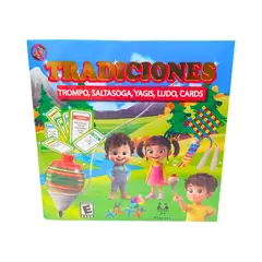 GENERICO - Set de Juegos Clásicos 5 en 1 - Trompo, Ludo, Saltasoga y Más