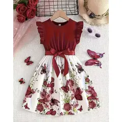 GENERICO - Vestido con estampado de mariposas para niña